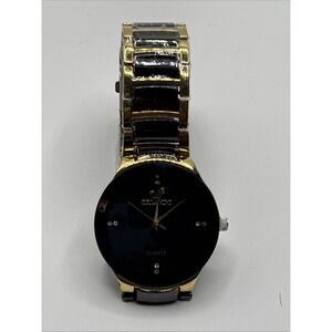 Men Luxury Watches  Black Gold Quartz Steel‎ Wristwatch.